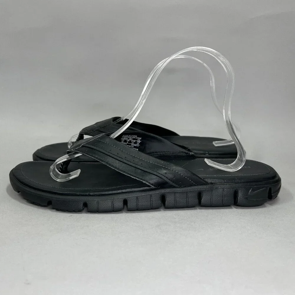 Nike Golf Men's Black Leather Thong Flip Flop Recovery Sandals_4